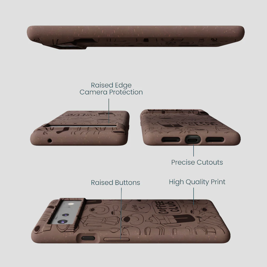 Chocolate Brown Coffee Club Google Pixel 6 Case - Image 3