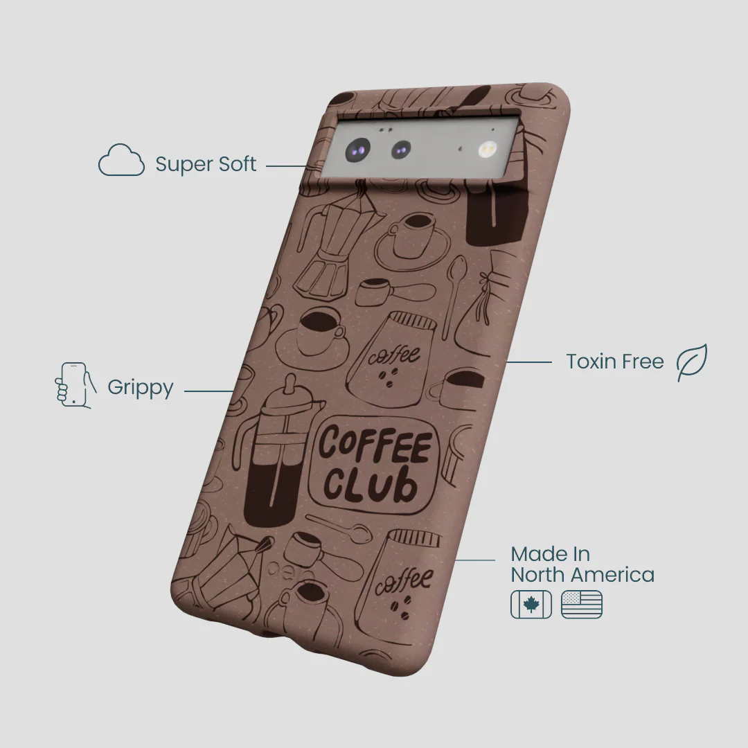 Chocolate Brown Coffee Club Google Pixel 6 Case - Image 4