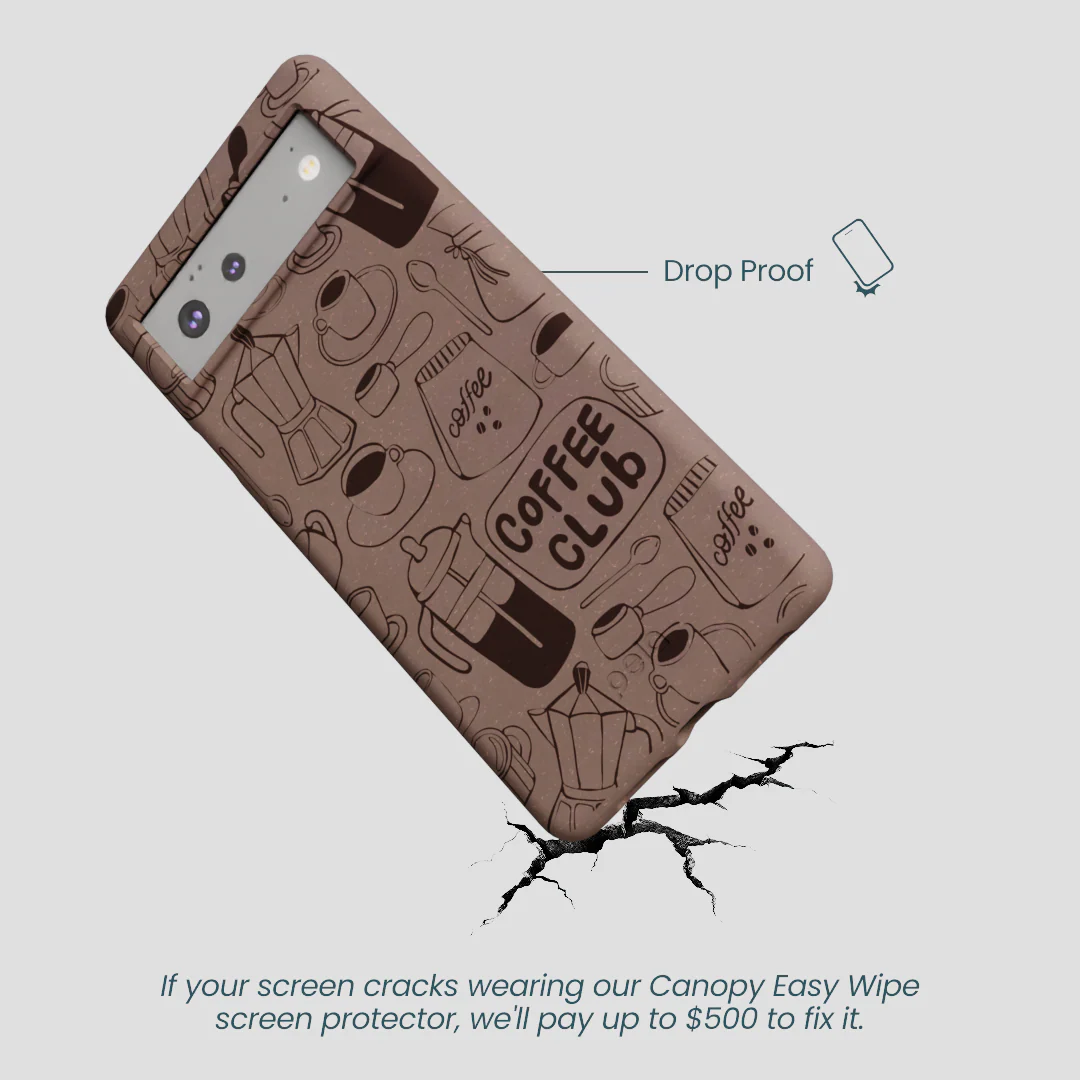 Chocolate Brown Coffee Club Google Pixel 6 Case - Image 5