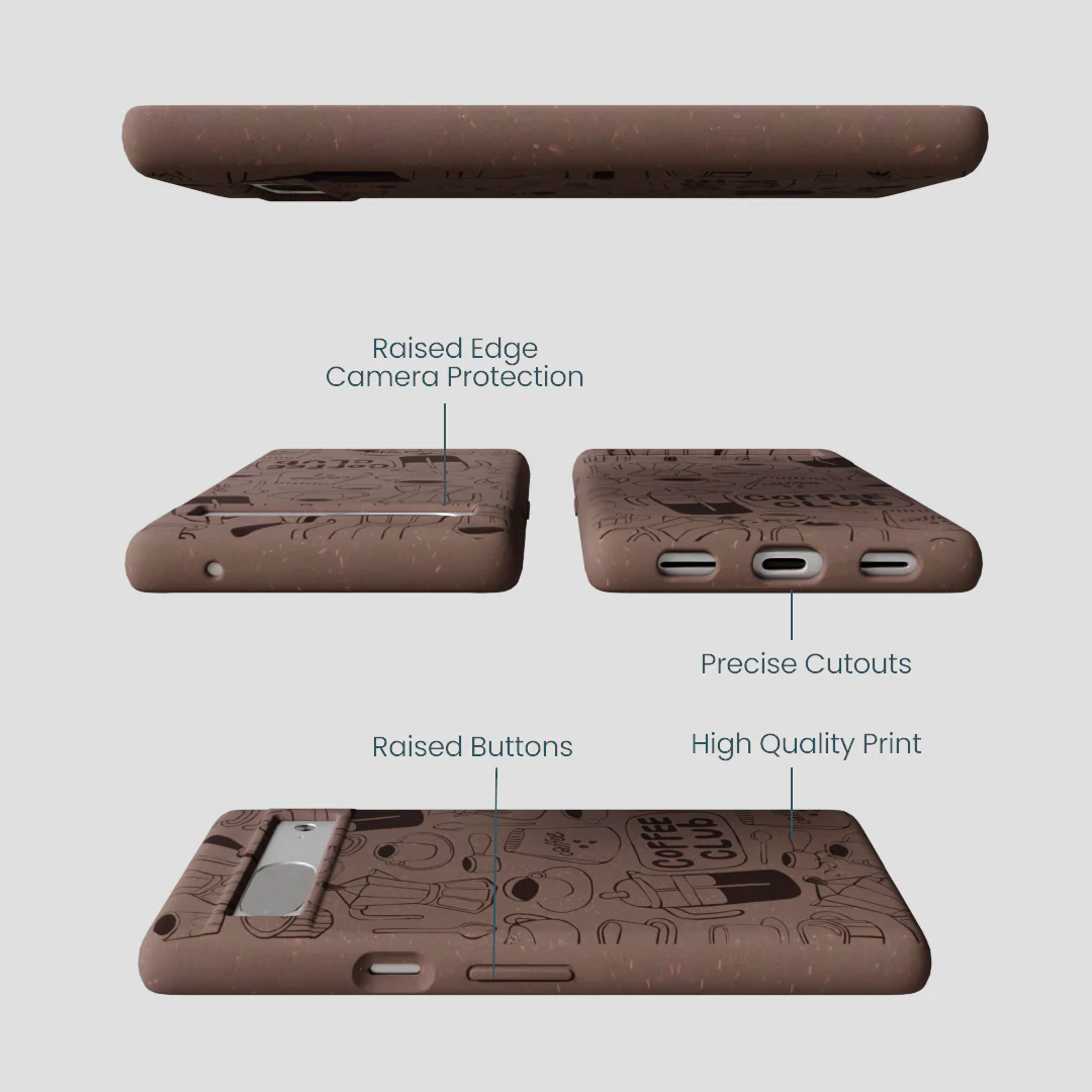 Chocolate Brown Coffee Club Google Pixel 7a Case - Image 3