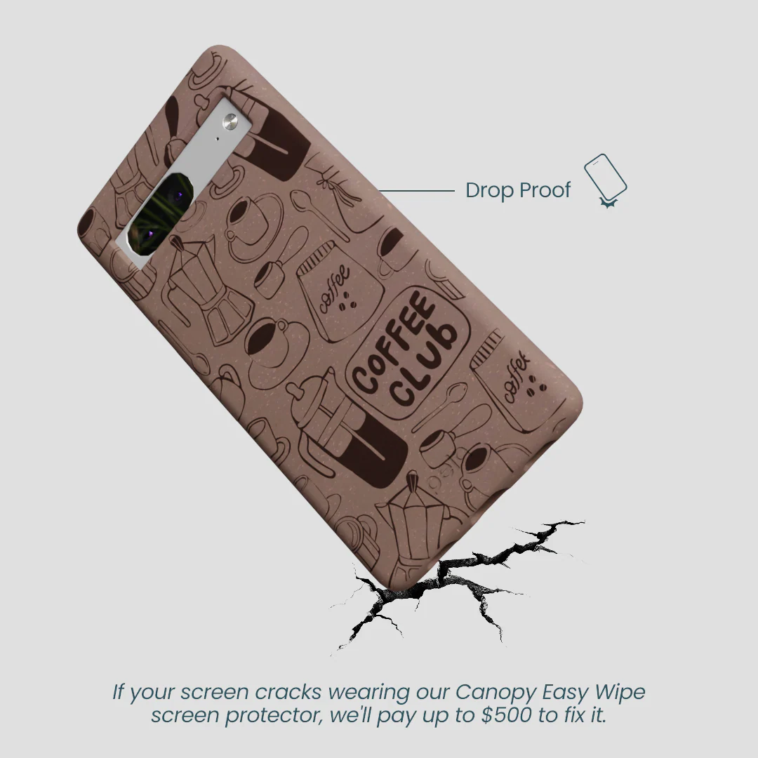 Chocolate Brown Coffee Club Google Pixel 7a Case - Image 5