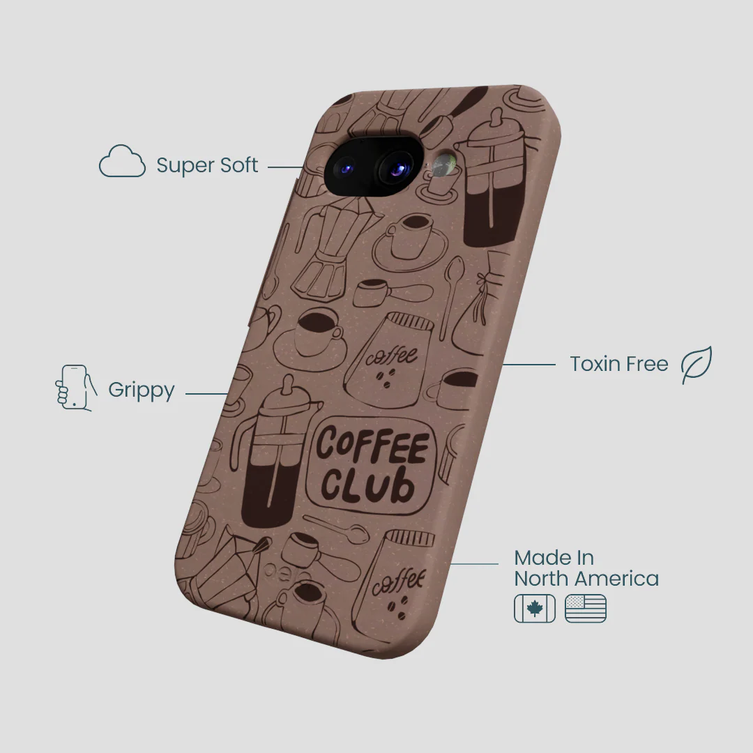Chocolate Brown Coffee Club Google Pixel 9a Case - Image 4