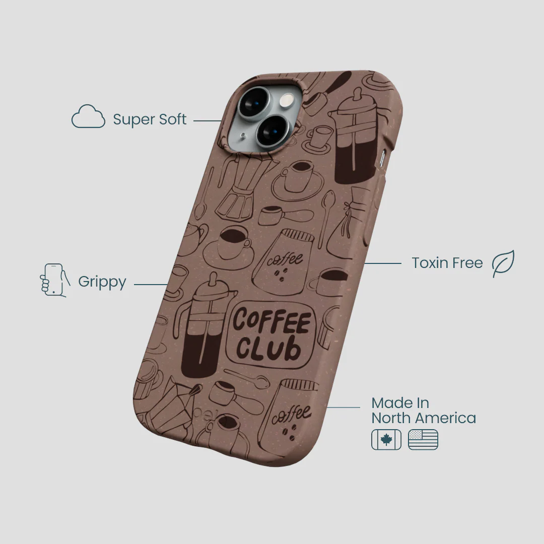 Chocolate Brown Coffee Club iPhone 14 Case - Image 4