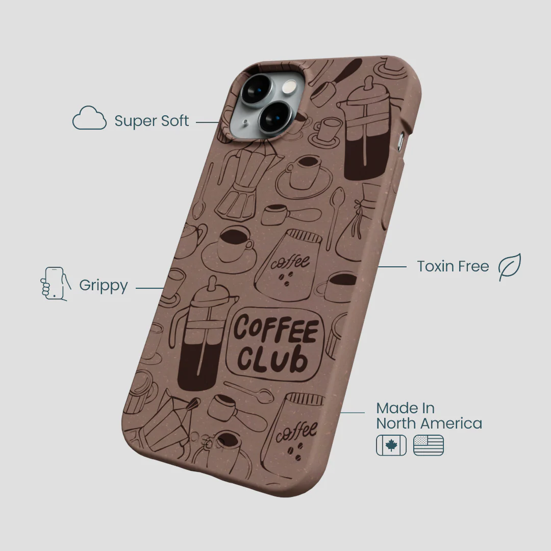 Chocolate Brown Coffee Club iPhone 14 Plus Case - Image 4