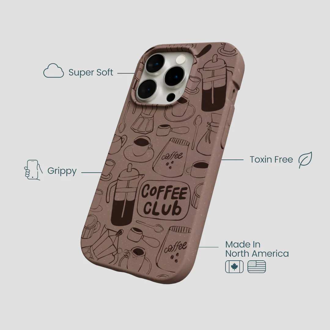 Chocolate Brown Coffee Club iPhone 14 Pro Case - Image 4