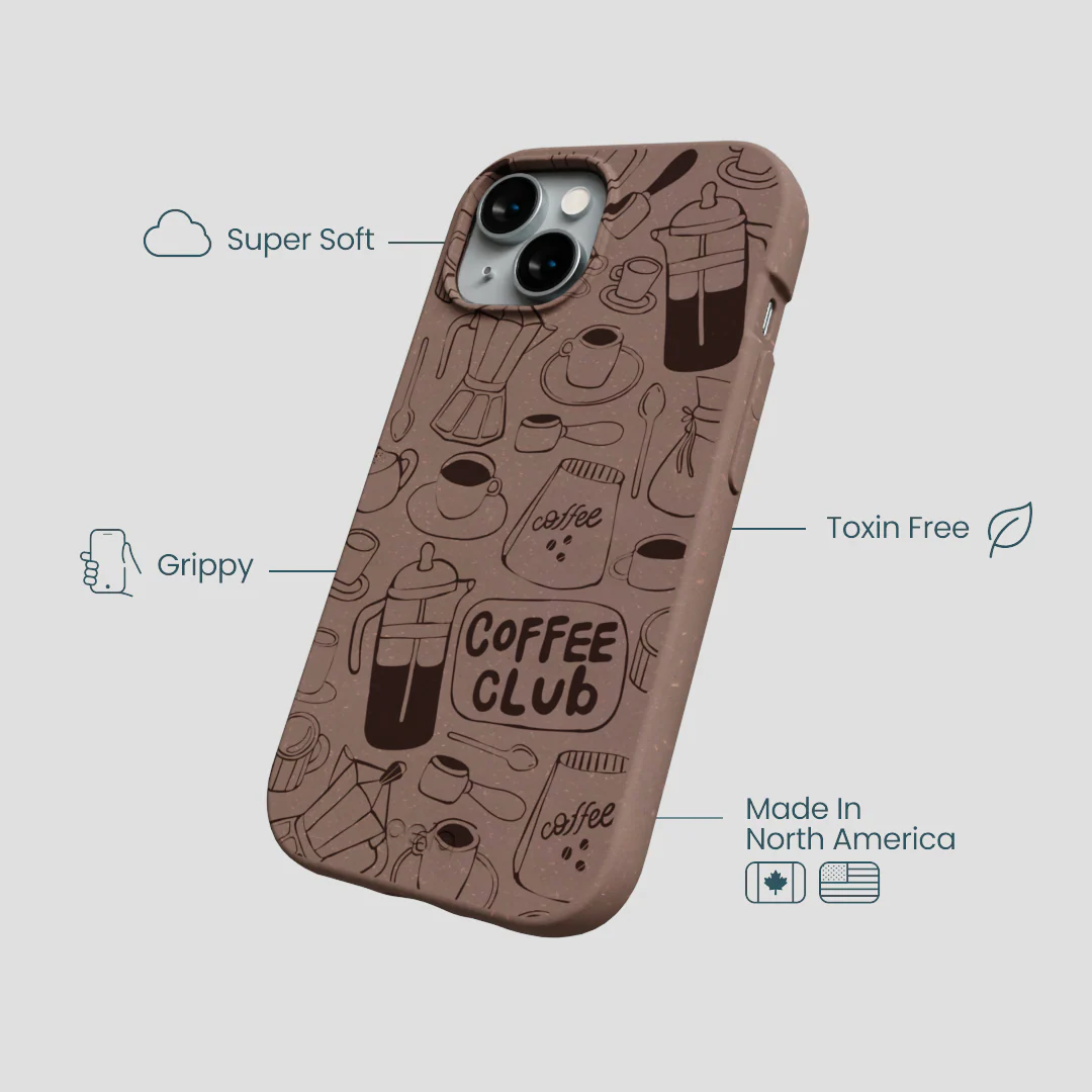 Chocolate Brown Coffee Club iPhone 15 Case - Image 4