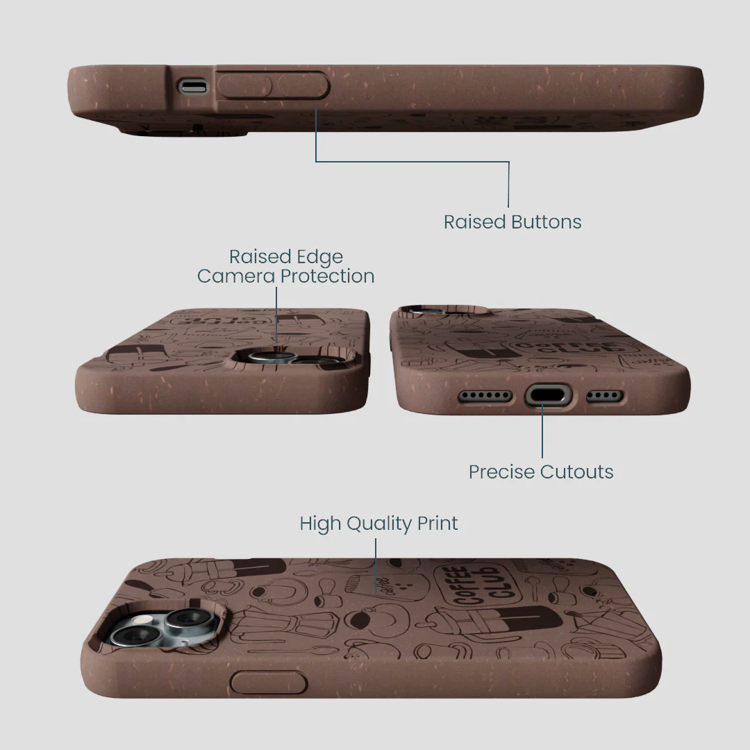 Chocolate Brown Coffee Club iPhone 15 Plus Case - Image 3