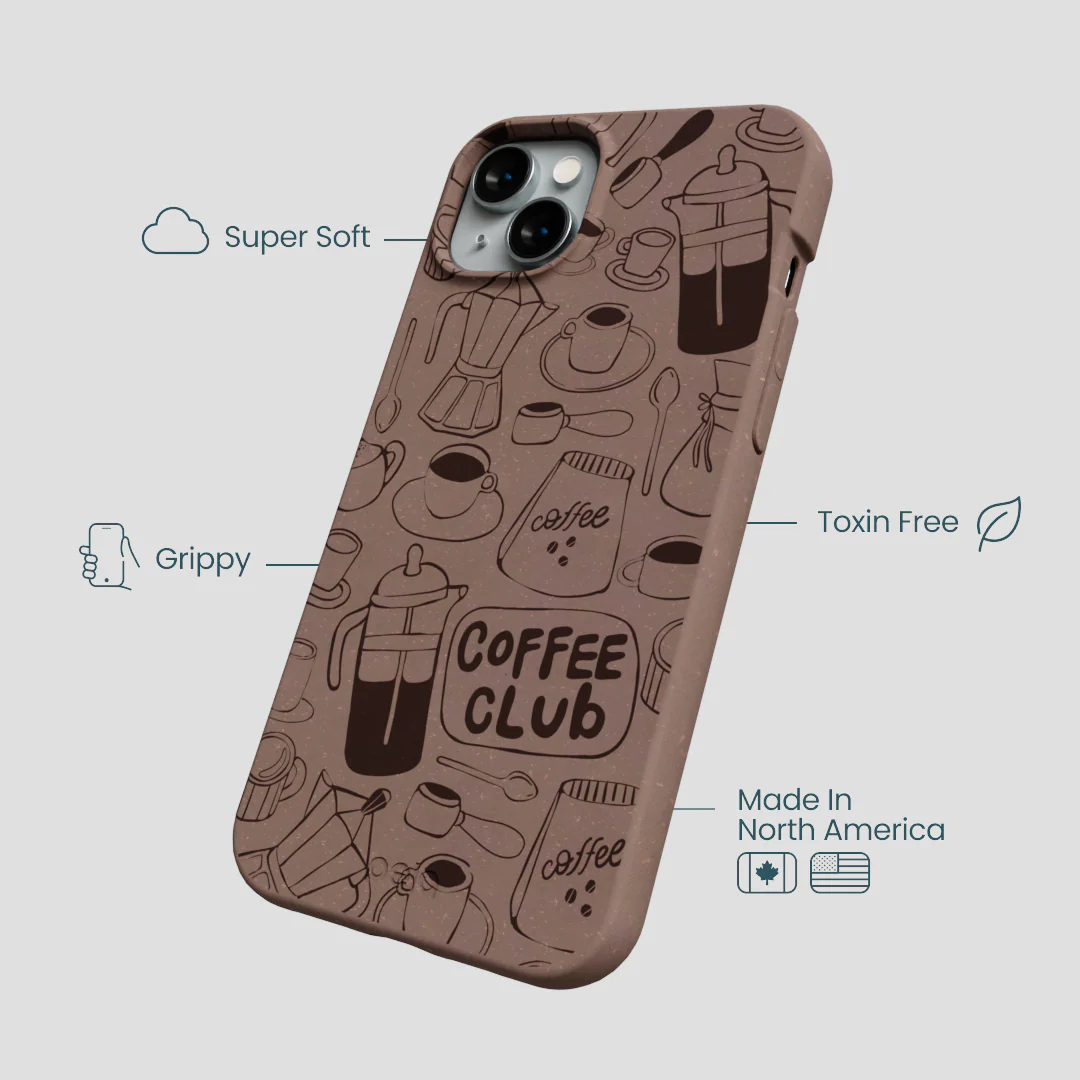Chocolate Brown Coffee Club iPhone 15 Plus Case - Image 4