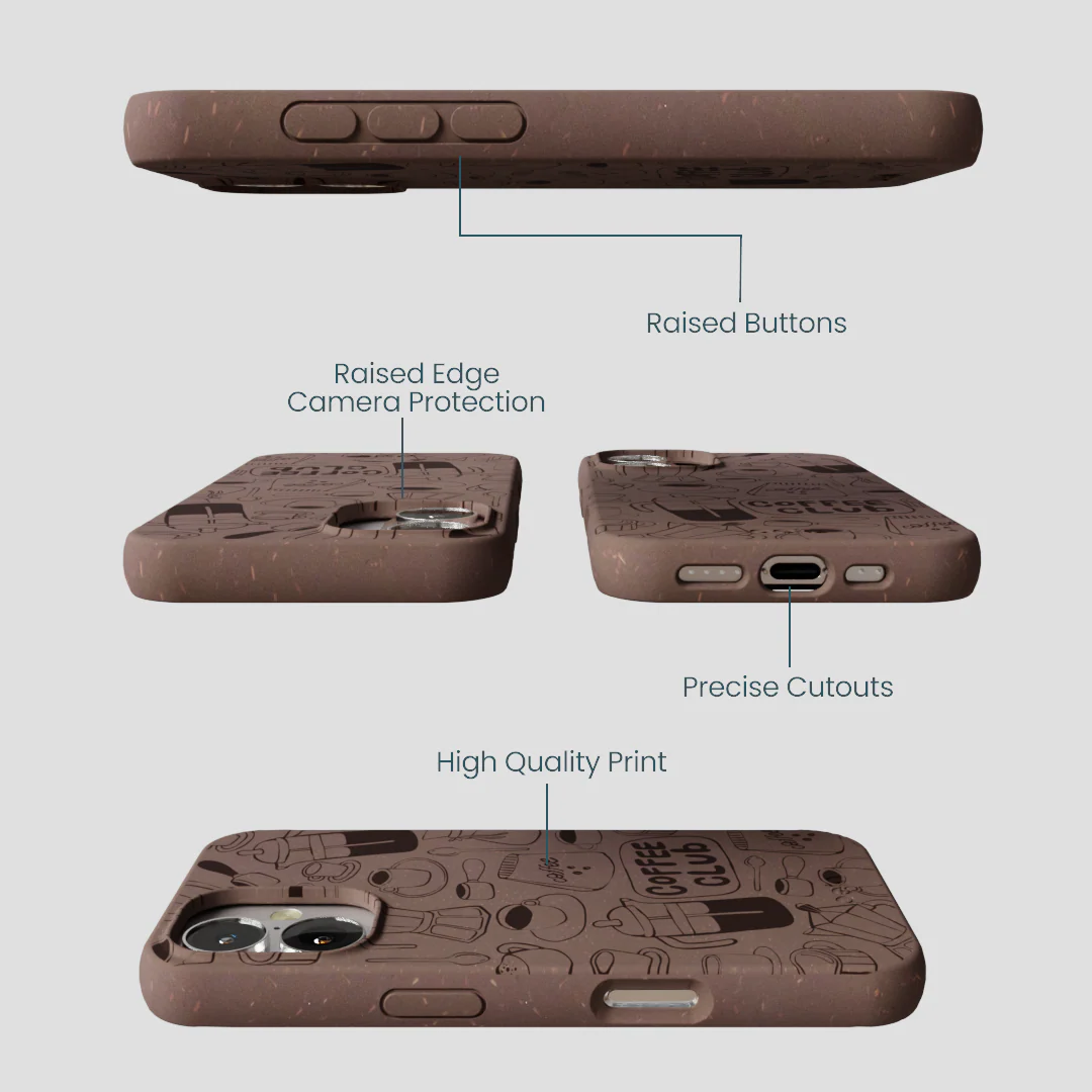 Chocolate Brown Coffee Club iPhone 16 Case - Image 3
