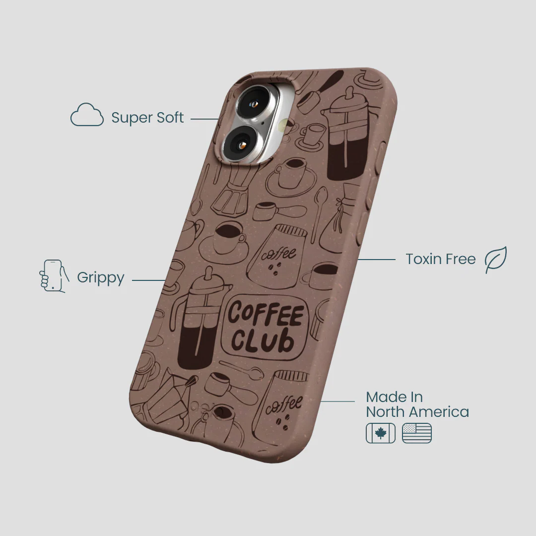 Chocolate Brown Coffee Club iPhone 16 Case - Image 4