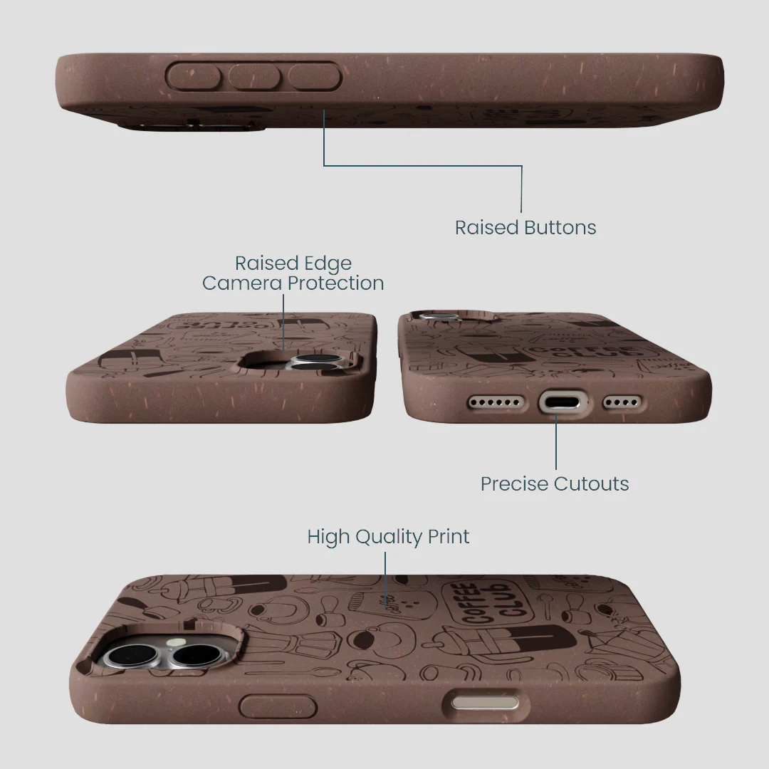 Chocolate Brown Coffee Club iPhone 16 Plus Case - Image 3