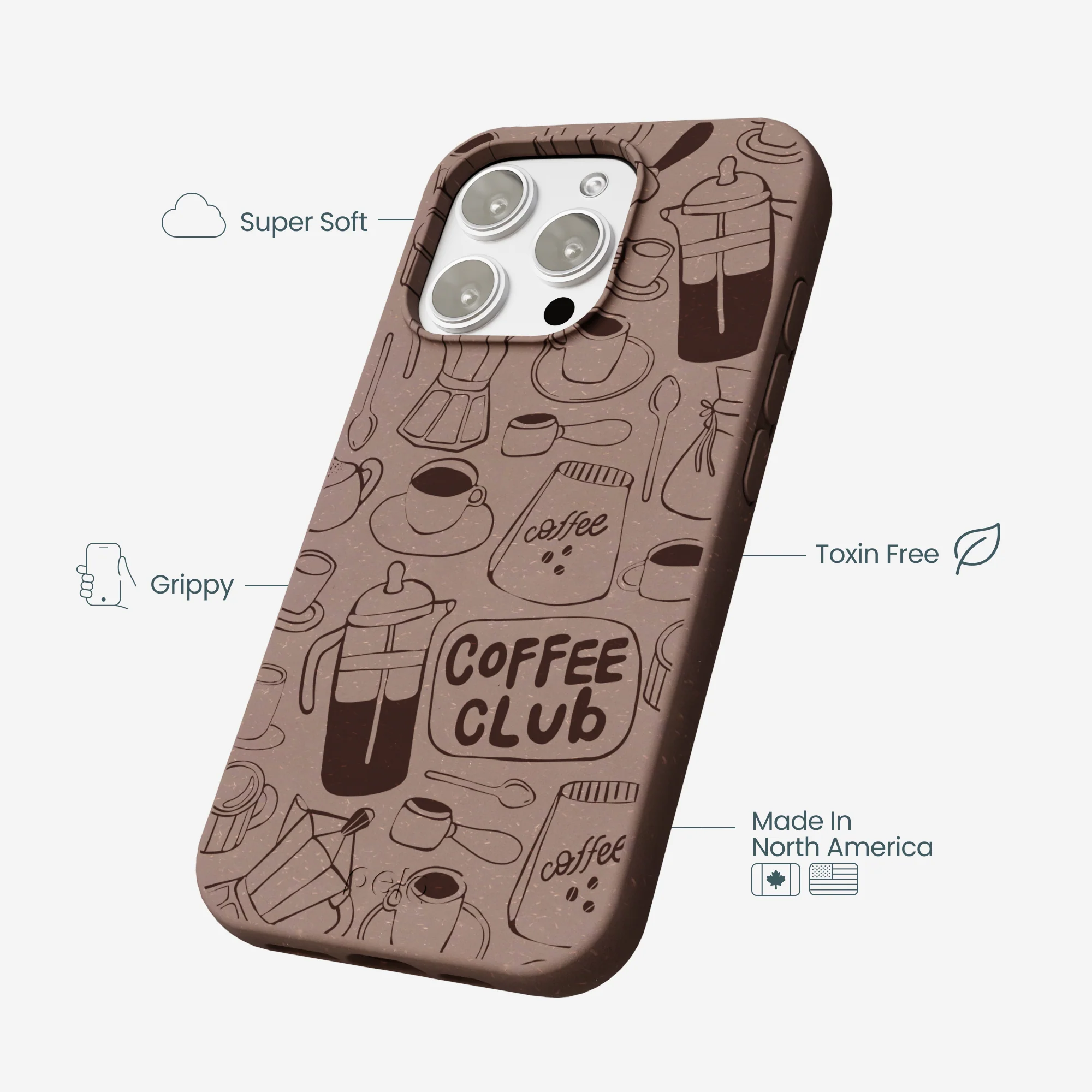 Chocolate Brown Coffee Club iPhone 16 Pro Max Case - Image 4