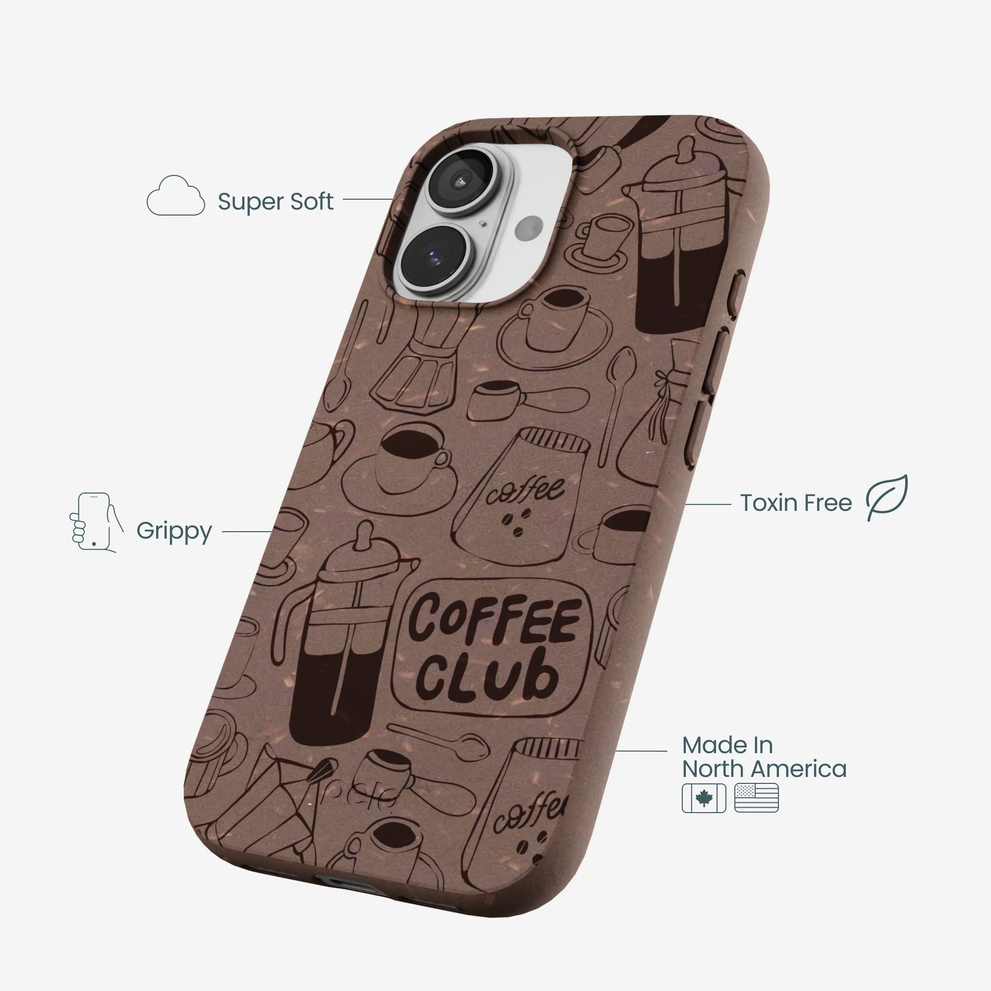 Chocolate Brown Coffee Club iPhone 17 Case - Image 4