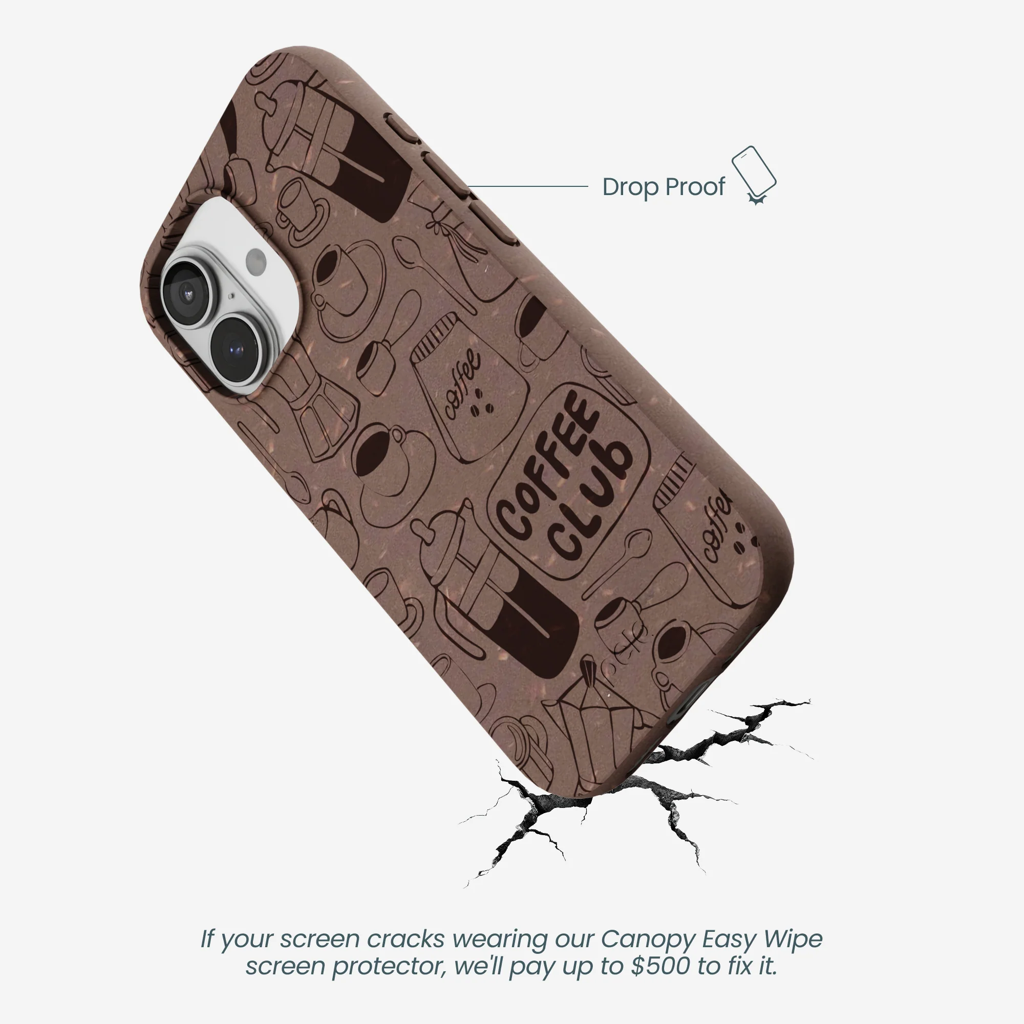 Chocolate Brown Coffee Club iPhone 17 Case - Image 5