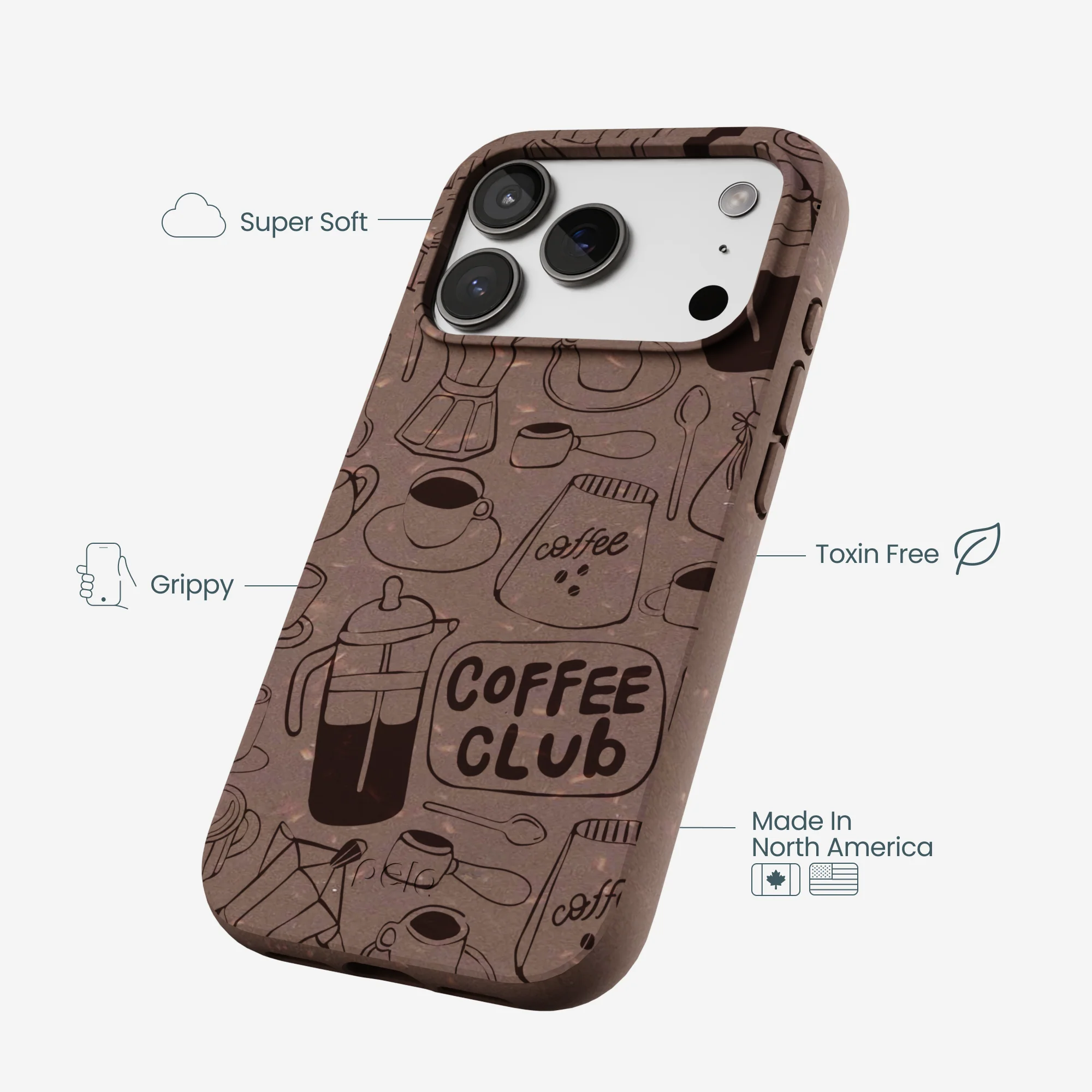 Chocolate Brown Coffee Club iPhone 17 Pro Case - Image 4