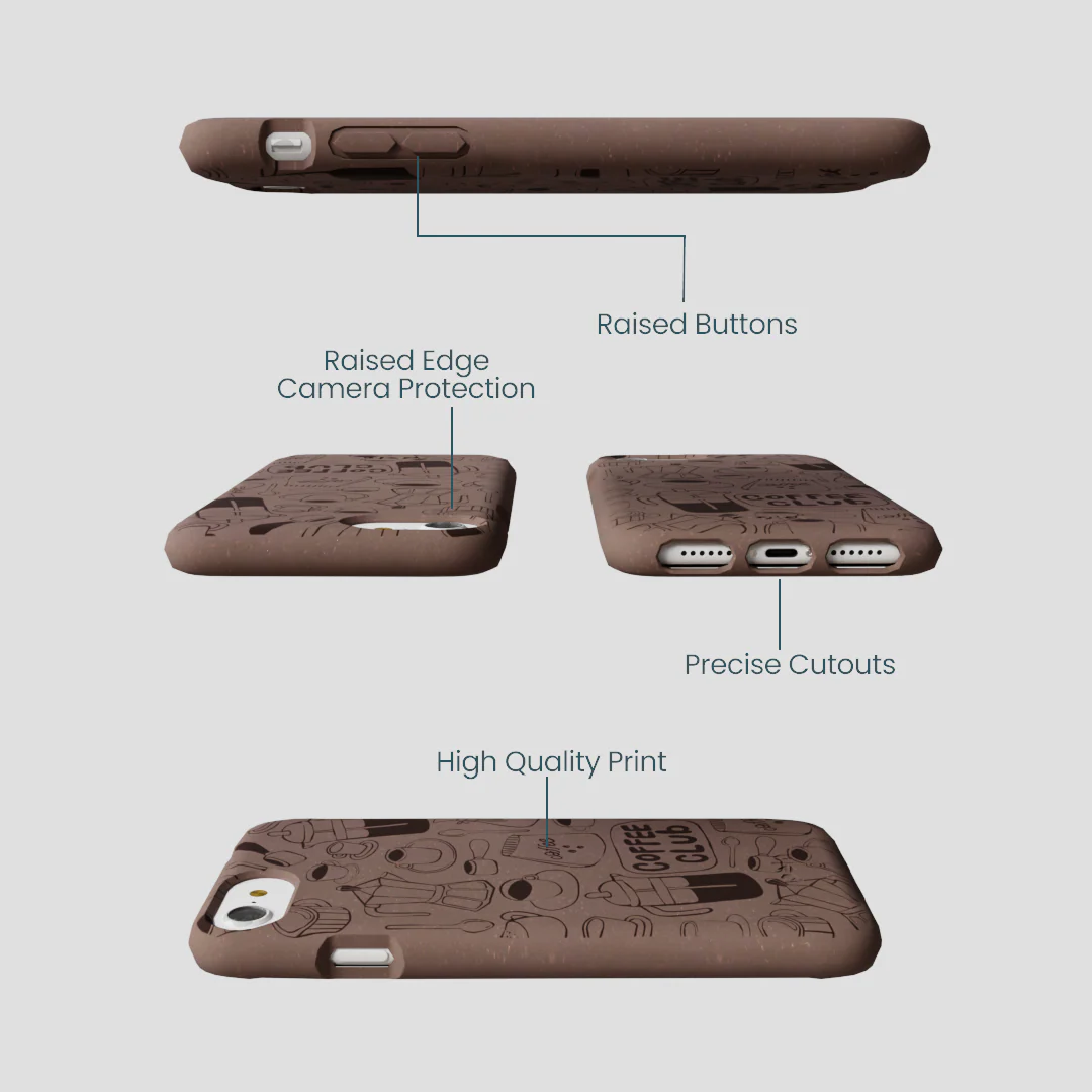 Chocolate Brown Coffee Club iPhone 6/6s/7/8/SE Case - Image 3
