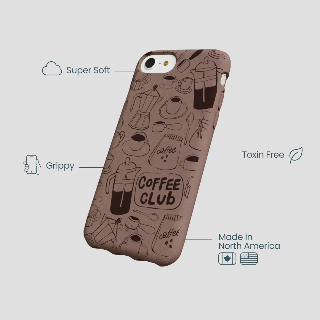 Chocolate Brown Coffee Club iPhone 6/6s/7/8/SE Case - Image 4