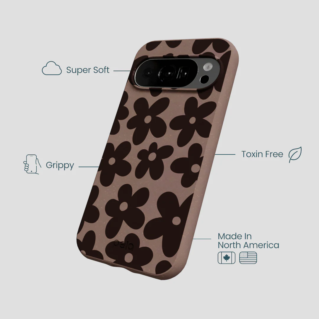 Chocolate Brown Earthy Blooms Google Pixel 10/10 Pro Case - Image 4