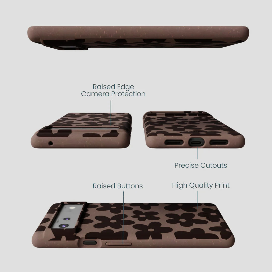 Chocolate Brown Earthy Blooms Google Pixel 6 Case - Image 3
