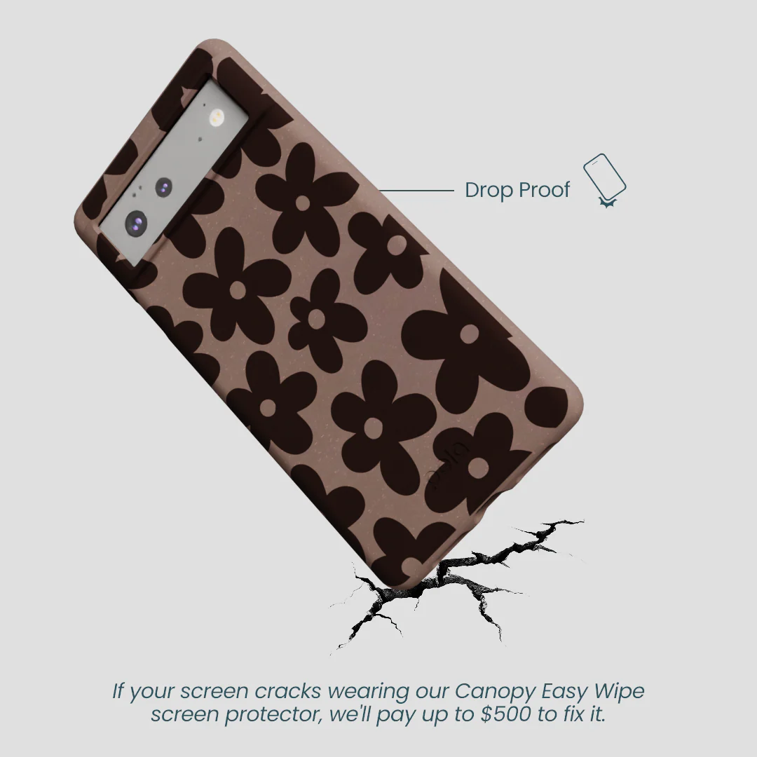 Chocolate Brown Earthy Blooms Google Pixel 6a Case - Image 5
