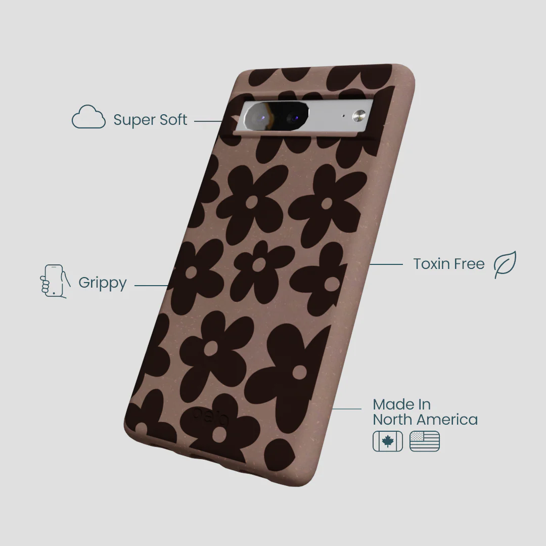 Chocolate Brown Earthy Blooms Google Pixel 7 Case - Image 4
