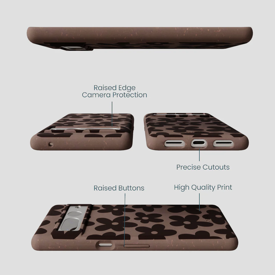 Chocolate Brown Earthy Blooms Google Pixel 7 Pro Case - Image 3