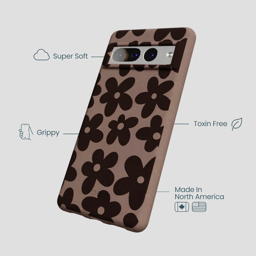 Chocolate Brown Earthy Blooms Google Pixel 7 Pro Case - Image 4