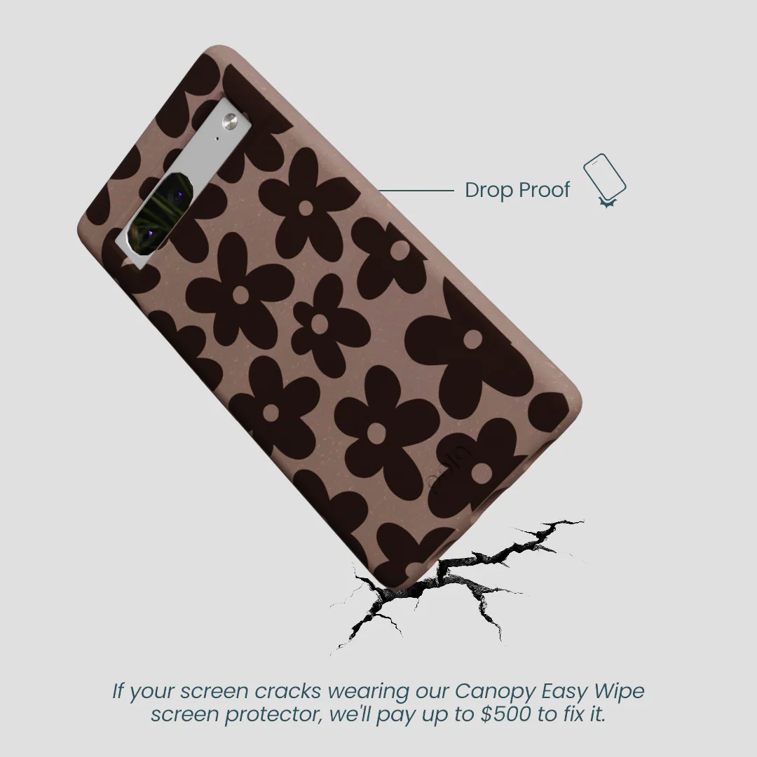 Chocolate Brown Earthy Blooms Google Pixel 7a Case - Image 5