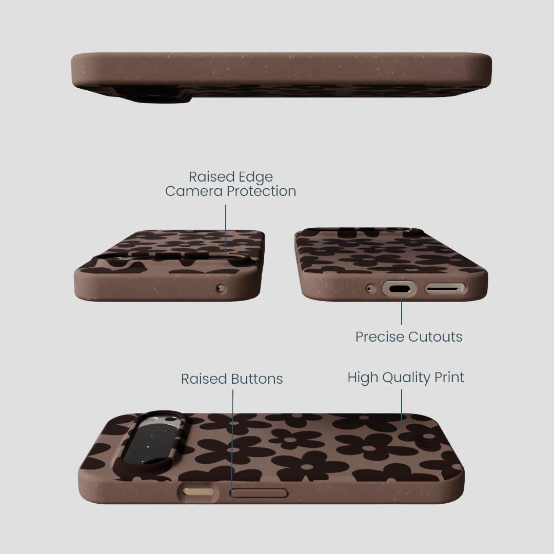 Chocolate Brown Earthy Blooms Google Pixel 9/9 Pro Case - Image 3
