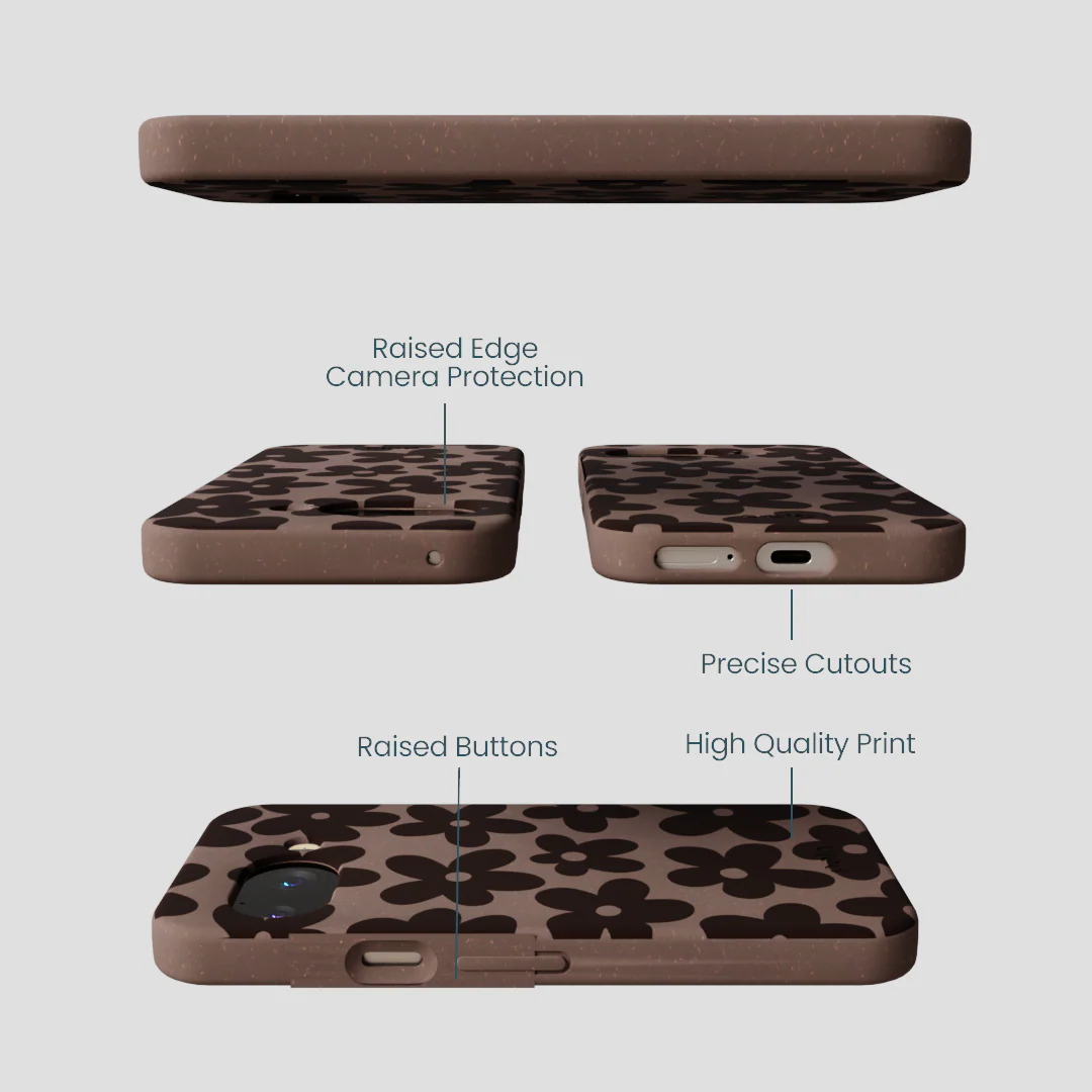 Chocolate Brown Earthy Blooms Google Pixel 9a Case - Image 3