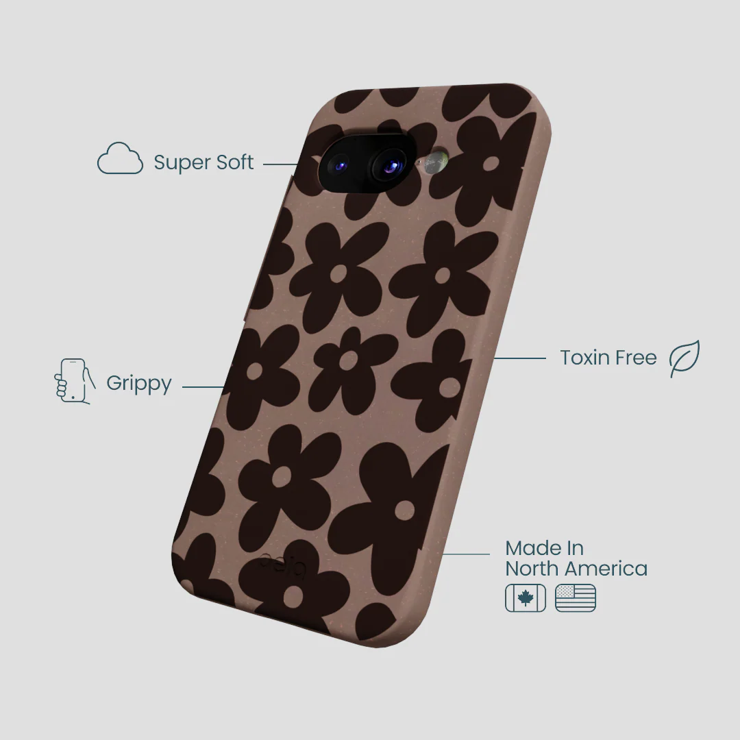 Chocolate Brown Earthy Blooms Google Pixel 9a Case - Image 4