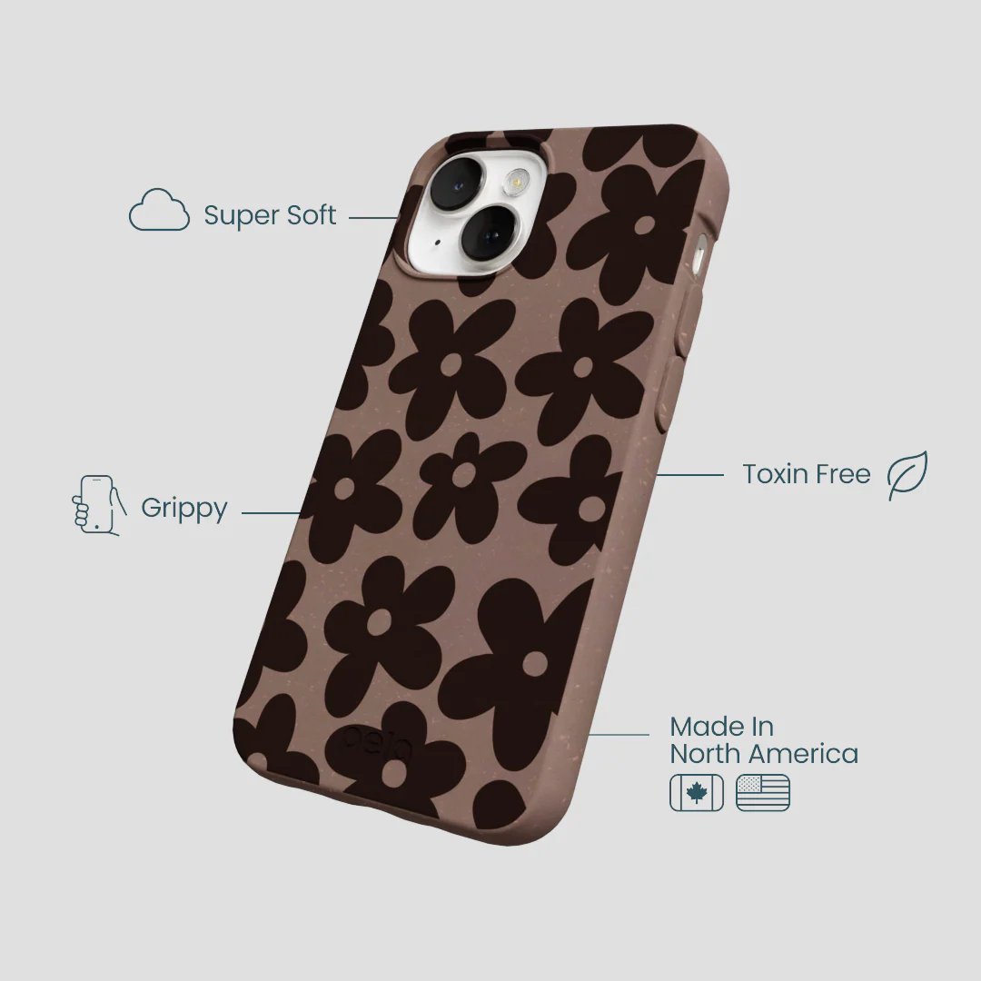 Chocolate Brown Earthy Blooms iPhone 13 Case - Image 4