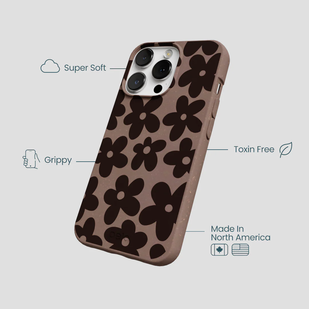 Chocolate Brown Earthy Blooms iPhone 13 Pro Case - Image 4