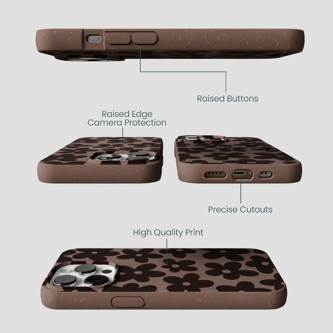Chocolate Brown Earthy Blooms iPhone 13 Pro Max Case - Image 3