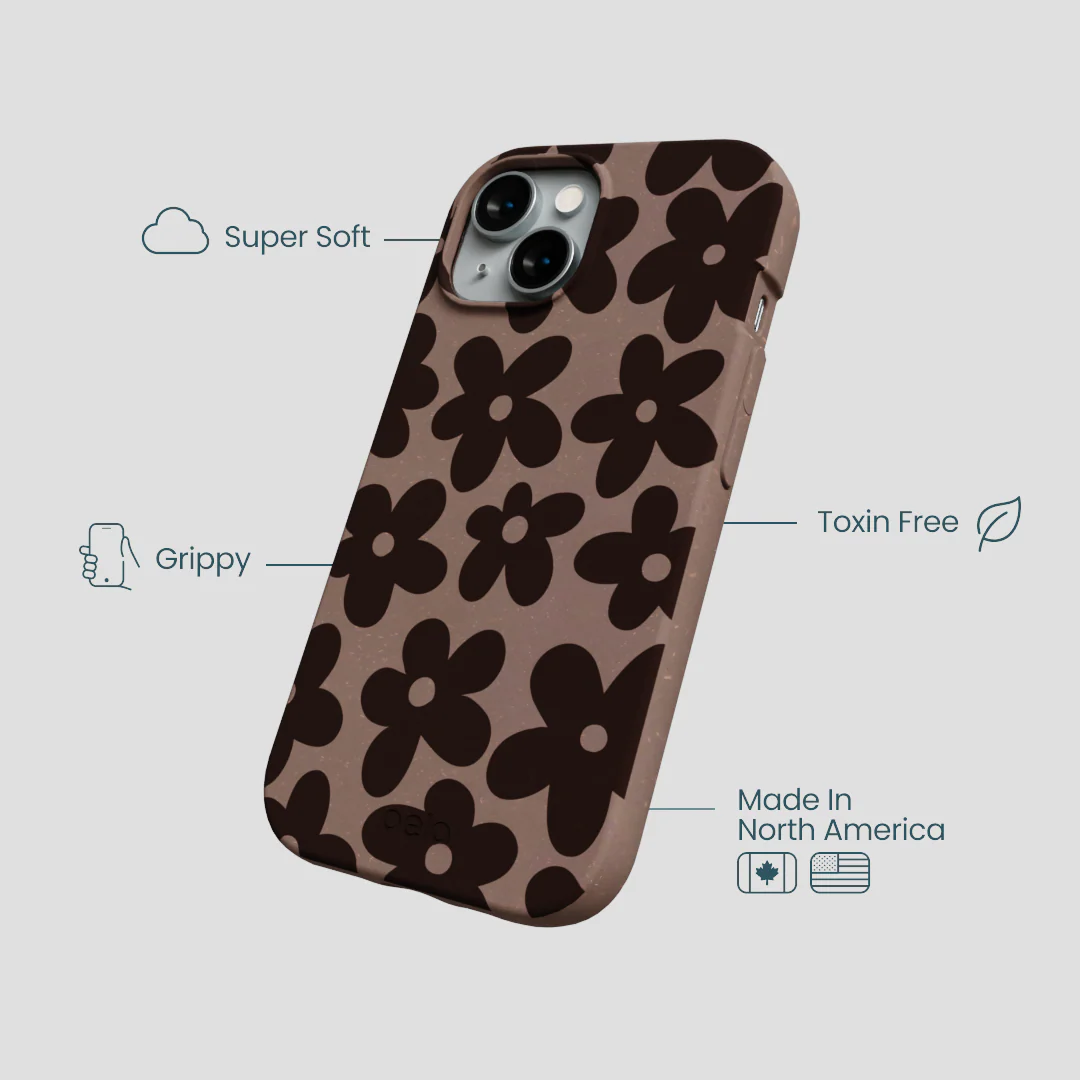 Chocolate Brown Earthy Blooms iPhone 14 Case - Image 4