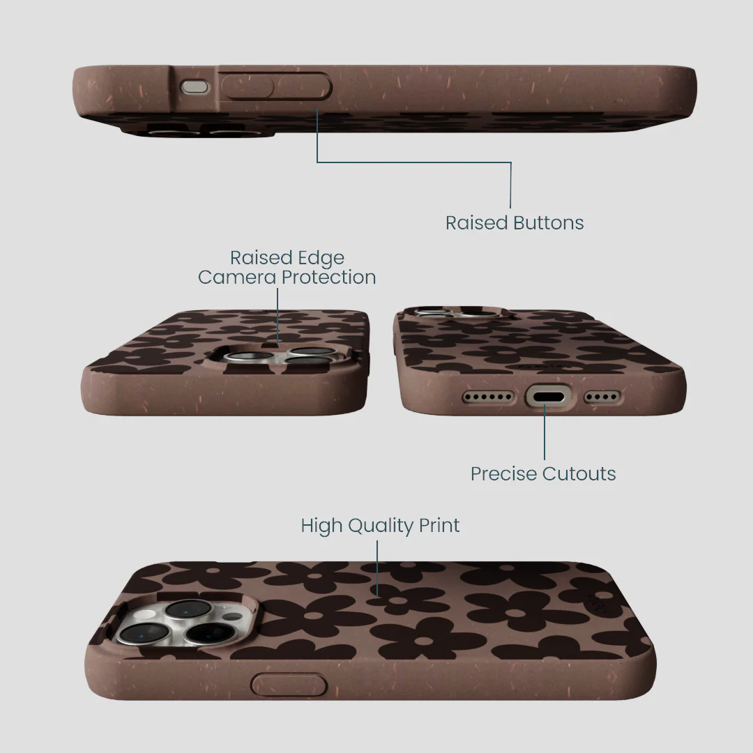 Chocolate Brown Earthy Blooms iPhone 14 Pro Max Case - Image 3