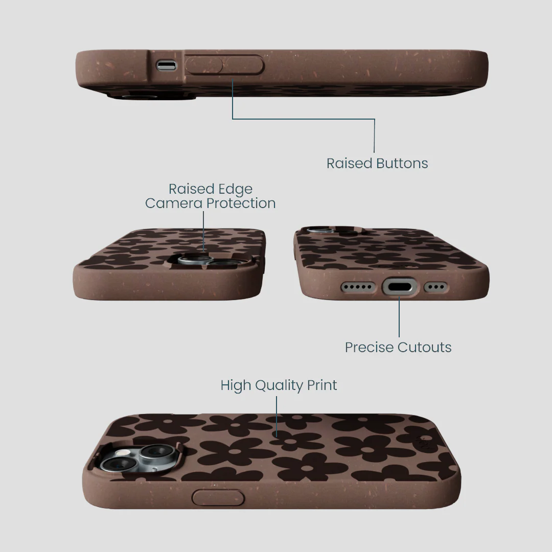 Chocolate Brown Earthy Blooms iPhone 15 Case - Image 3