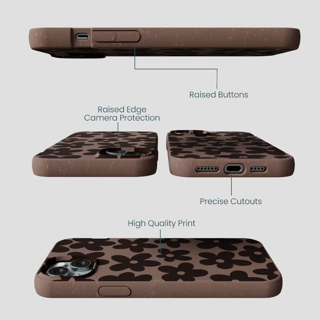 Chocolate Brown Earthy Blooms iPhone 15 Plus Case - Image 3
