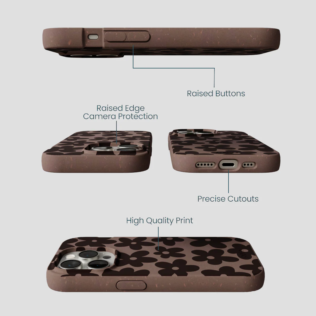 Chocolate Brown Earthy Blooms iPhone 15 Pro Case - Image 3