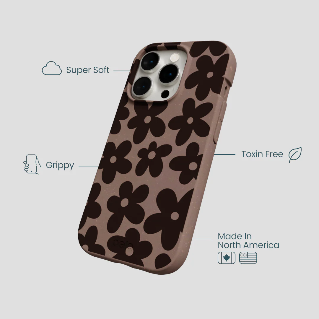 Chocolate Brown Earthy Blooms iPhone 15 Pro Case - Image 4