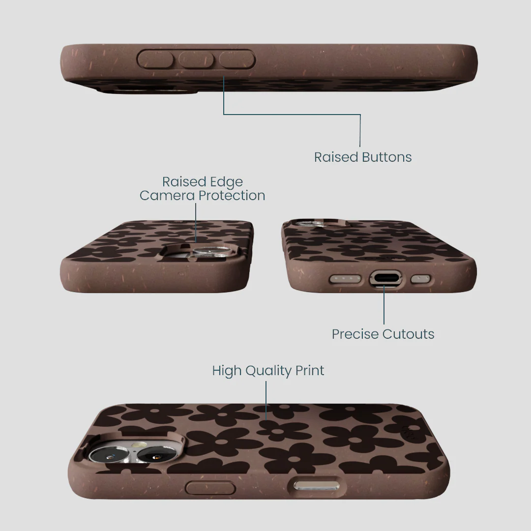 Chocolate Brown Earthy Blooms iPhone 16 Case - Image 3