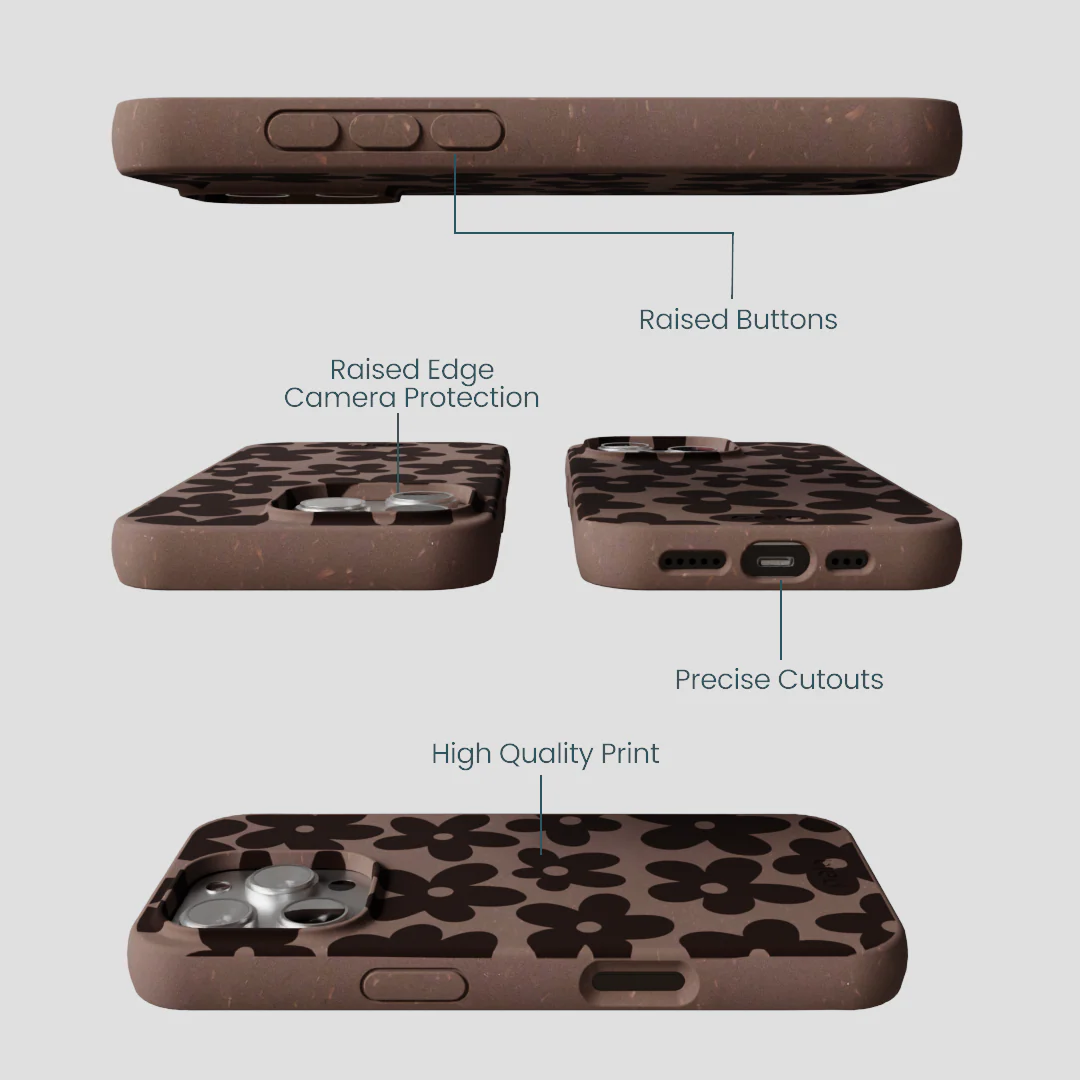 Chocolate Brown Earthy Blooms iPhone 16 Pro Case - Image 3