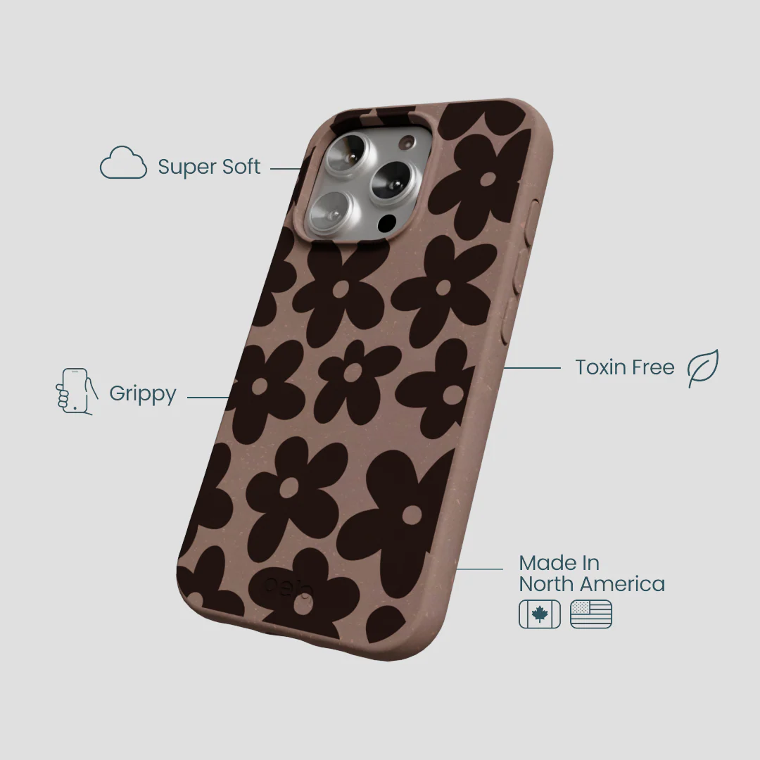 Chocolate Brown Earthy Blooms iPhone 16 Pro Case - Image 4