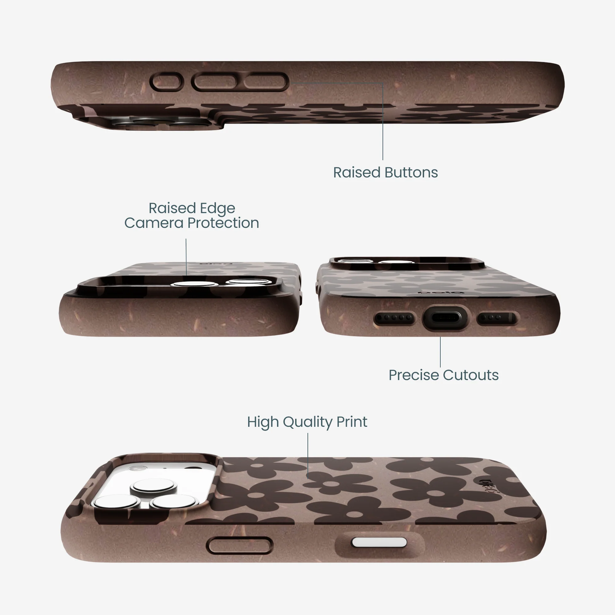 Chocolate Brown Earthy Blooms iPhone 17 Pro Case - Image 3