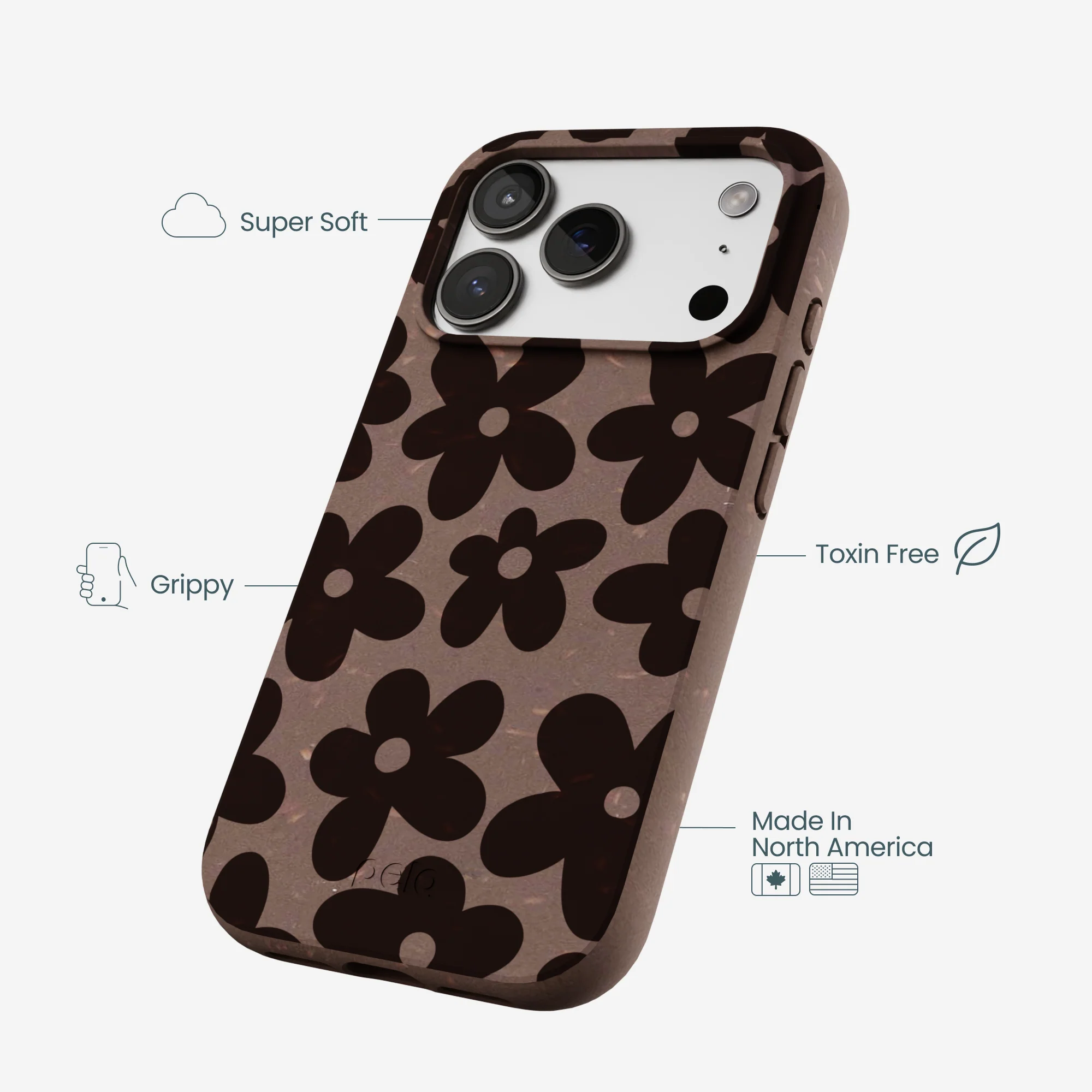 Chocolate Brown Earthy Blooms iPhone 17 Pro Case - Image 4