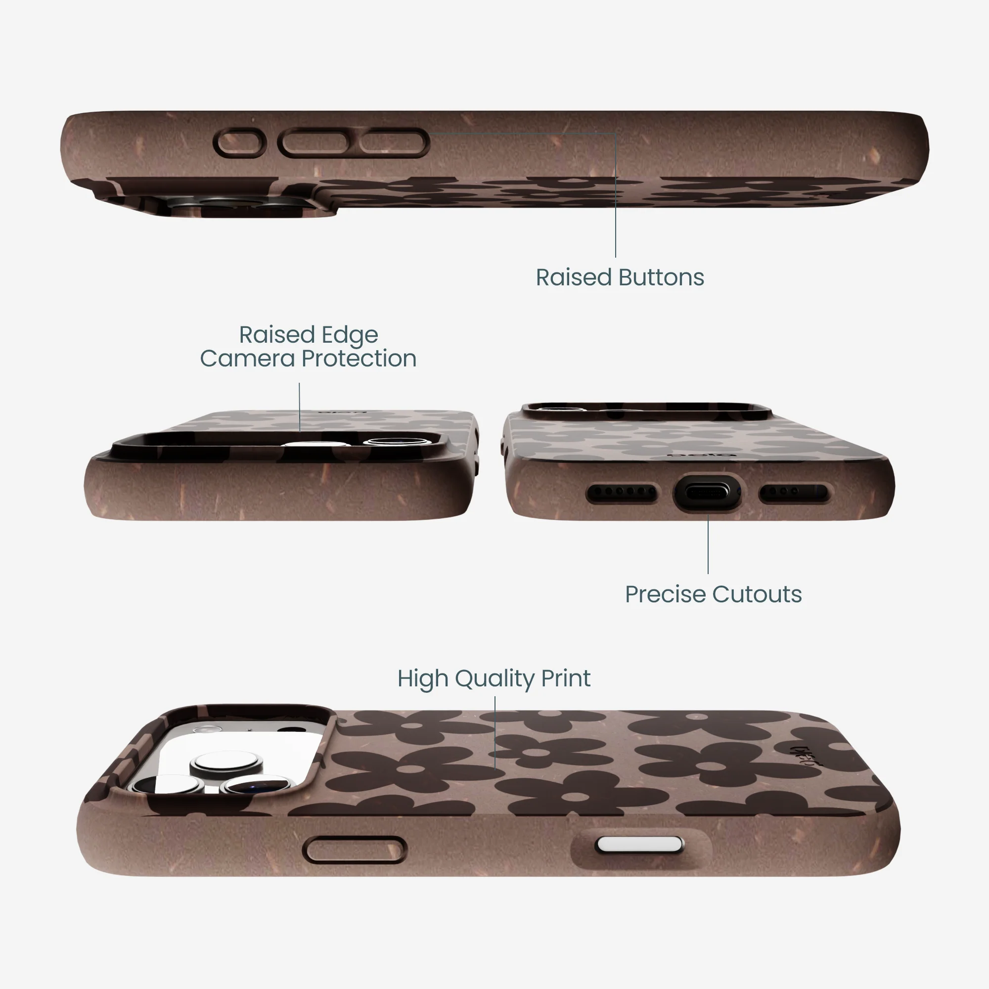 Chocolate Brown Earthy Blooms iPhone 17 Pro Max Case - Image 3