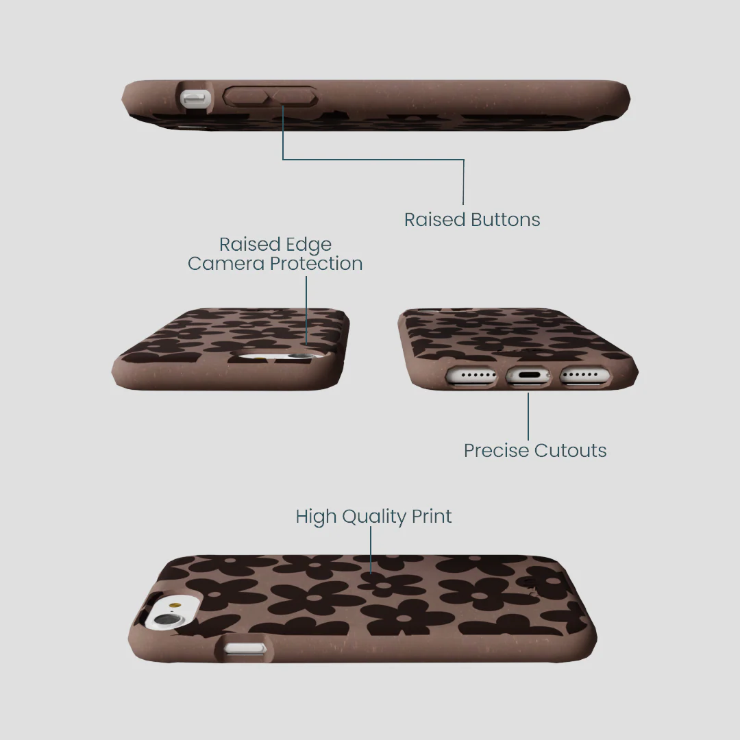 Chocolate Brown Earthy Blooms iPhone 6/6s/7/8/SE Case - Image 3