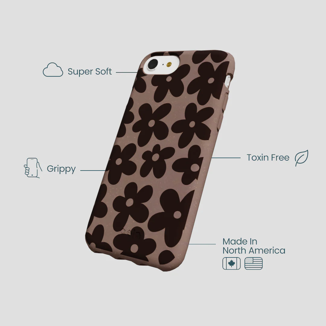 Chocolate Brown Earthy Blooms iPhone 6/6s/7/8/SE Case - Image 4