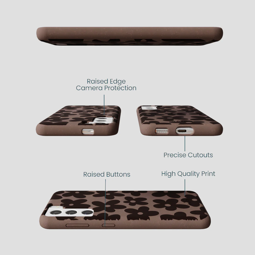 Chocolate Brown Earthy Blooms Samsung Galaxy S21 Case - Image 3