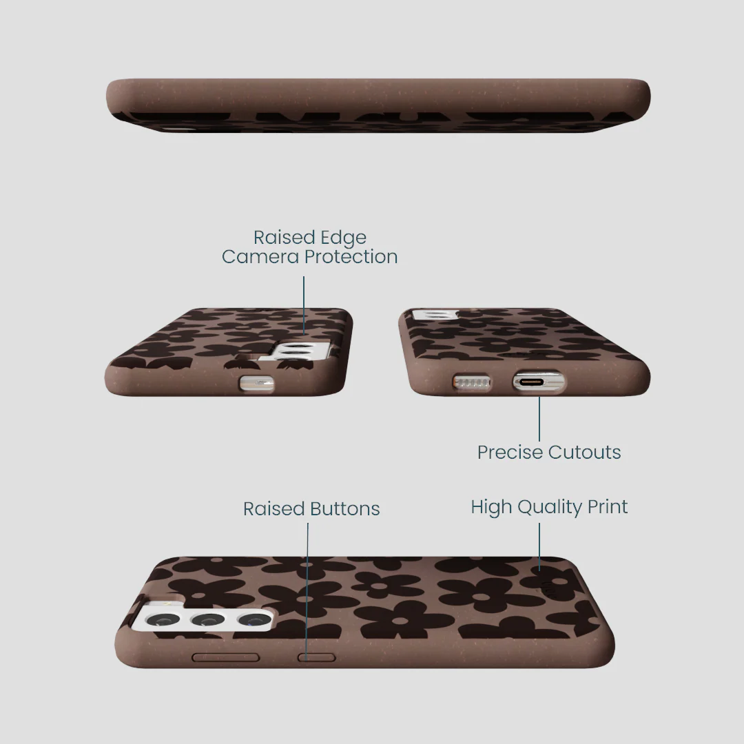 Chocolate Brown Earthy Blooms Samsung Galaxy S22 Case - Image 3